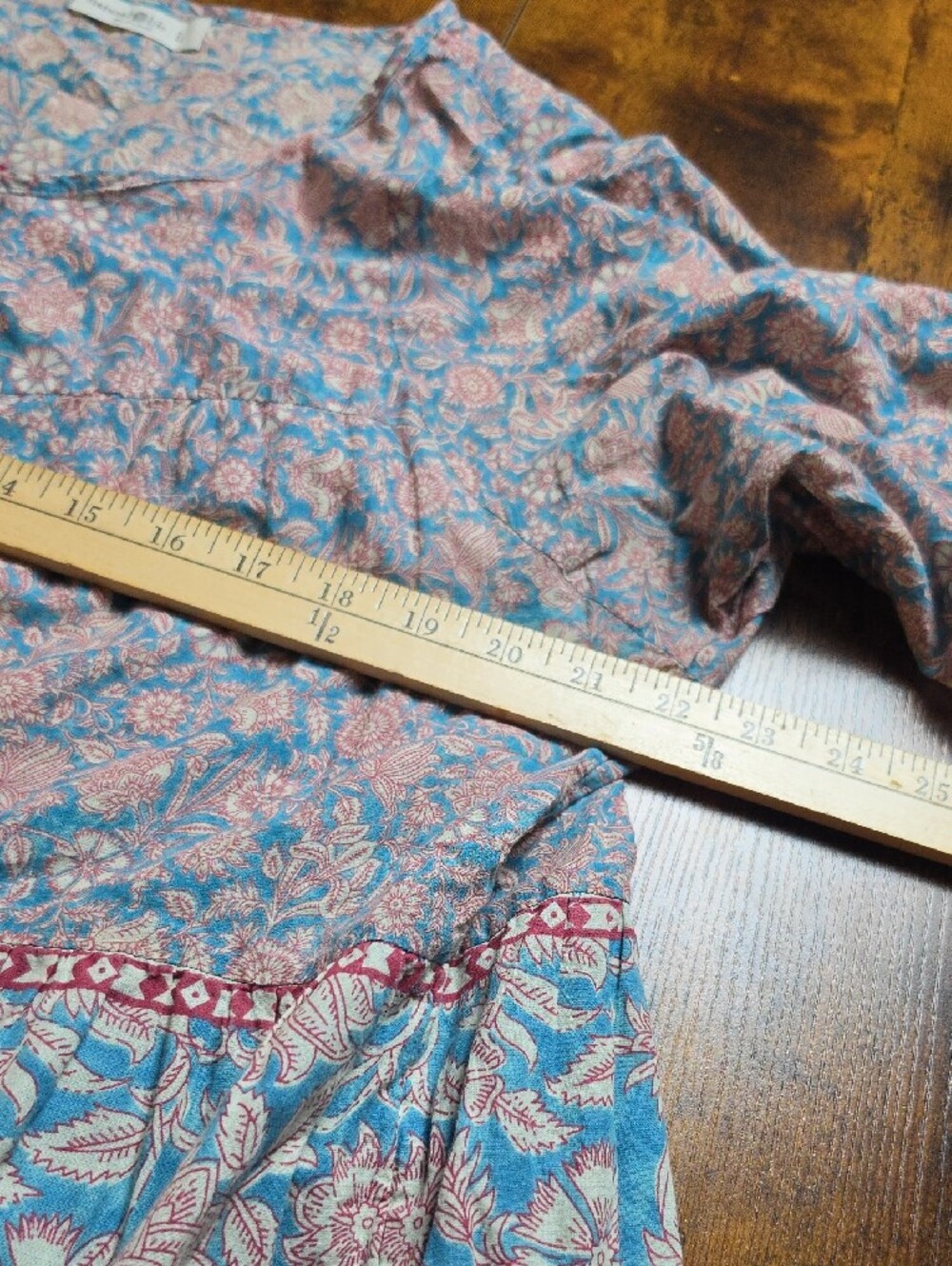 NATURAL LIFE | Floral Block Print Tiered Cotton Tassel Long Maxi Dress | L - Picture 6 of 11